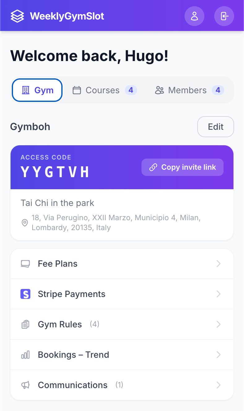 Personal trainer card
